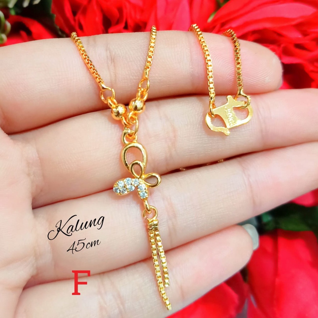 Kalung permata zircon menawan Anti karat permata logam emas Hongkong