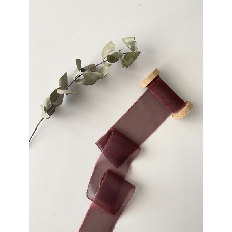 

silk ribbon in rosewood - wedding ribbon / calligraphy ribbon / vows ribbon / pita buket / styling