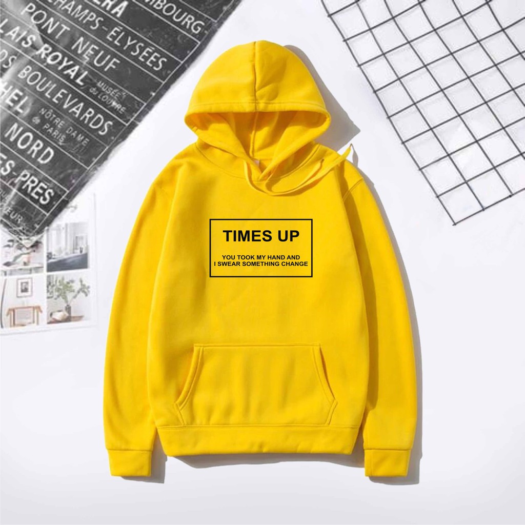 FenishaStore Sweater Hoodie Pria Dan Wanita TIMES UP Kantong Depan Bisa Bayar Ditempat COD