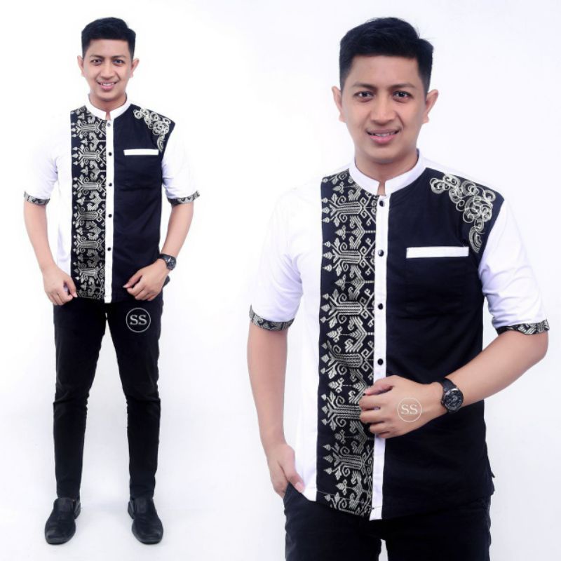 Baju Koko Pria Serba Putih Terbaru Ramadhan Masa Kini Koko lengan Panjang dan Pendek Bahan Katun Motif Batik dan Bordir Kekinian