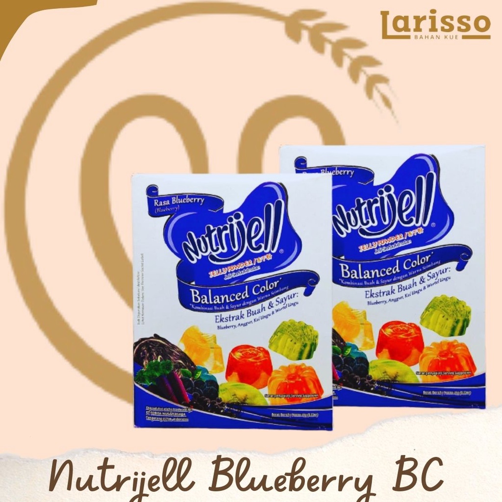 

NUTRIJELL JELLY POWDER JELI SERBUK INSTAN RASA BLUBERRY BC 12X15GR BOX