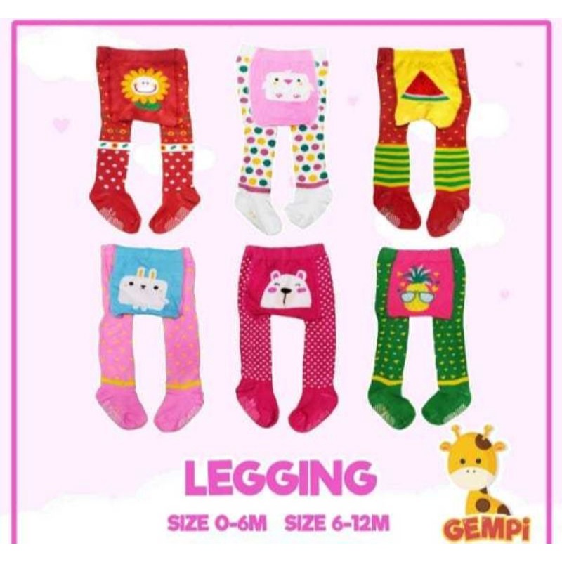 Legging Cotton Rich Gempi Girl legging Kaos kaki Import Bayi 0-6 dan 6-12 month