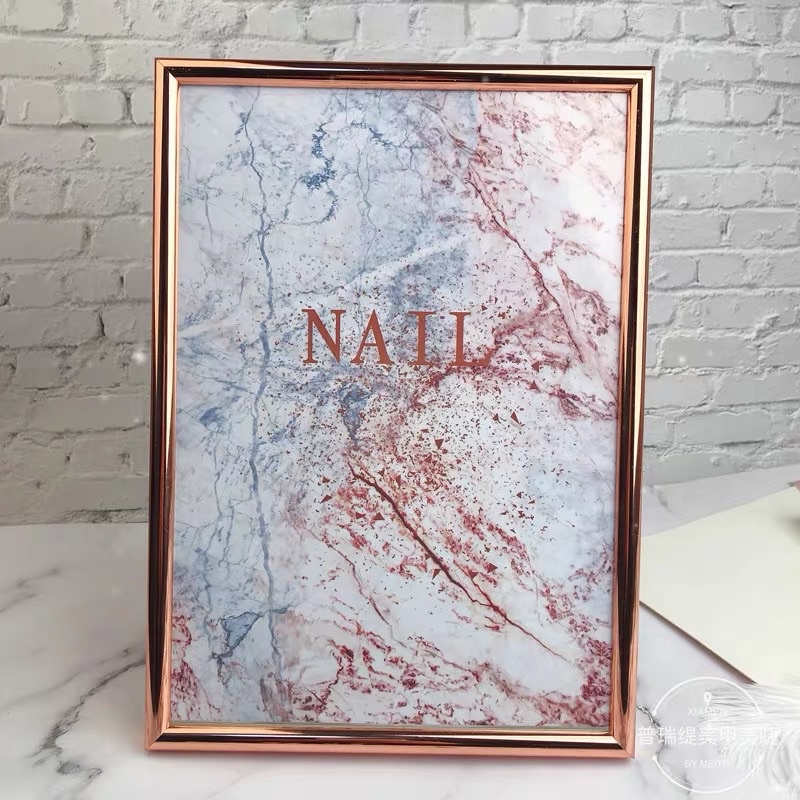 Frame gold display nailart / bingkai foto gold hasil nail art kuku palsu display frame kupal