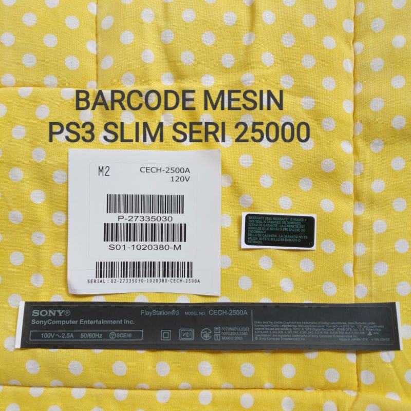 BARCODE MESIN PS3 SLIM SERI 25 XXX