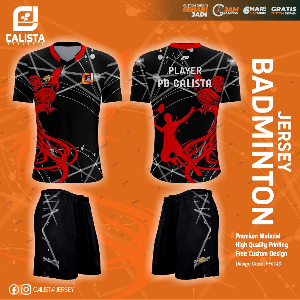 Baju Jersey Badminton Full Printing Free Custom Desain Shopee Indonesia