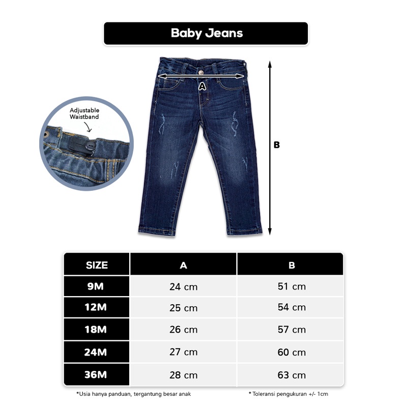 Baby Jeans With Adjustable Waist - Celana Jeans Anak