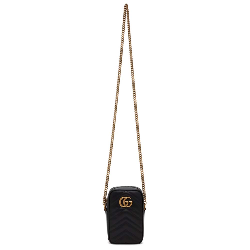 GG Marmont Mini Crossbody Bag Black GHW (17.5 x 10.5 x 5)