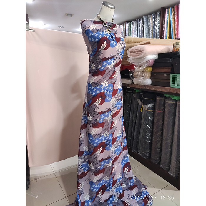 Kain Voal Monalisa Abstrak Floral BLUE MAROON