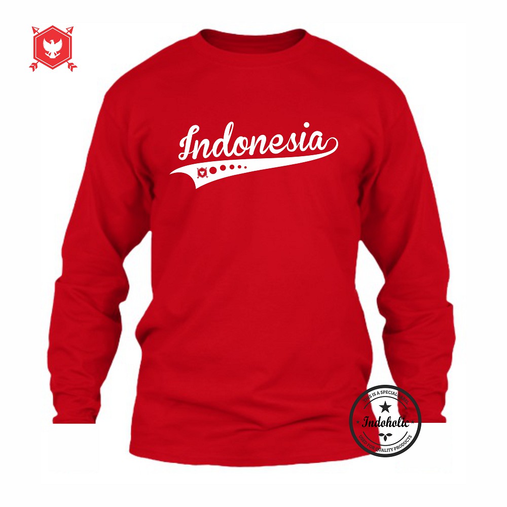 Indoholic Atasan Baju Kaos Distro Kaos Lengan Panjang Pria Wanita Combed 100% Indonesia