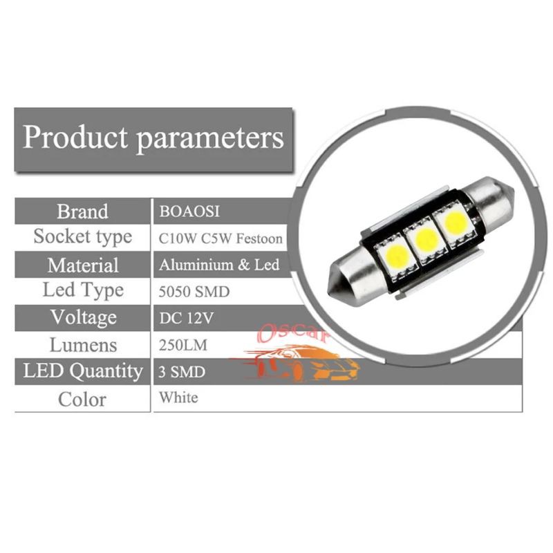 Lampu LED Plafon Kabin Cabin Feston Feeston 31mm 36mm 3 Mata  Mobil 31 36 MM Pintu Door Kolong