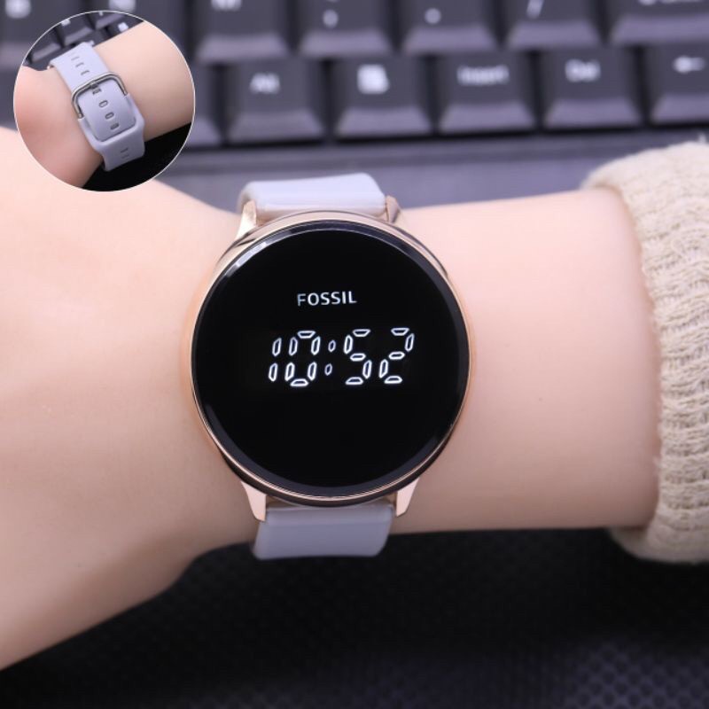 Jam tangan LED Touch screen tali karet rubber sporty wanita pria unisex termurah FSLED