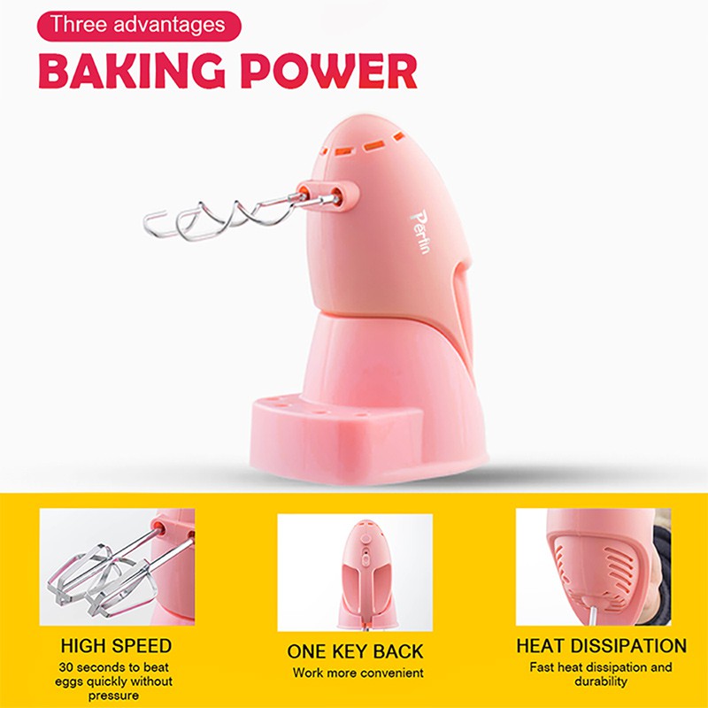 Perfin PFKG01 Pink Hand Mixer 5 Kecepatan (Dengan basis)