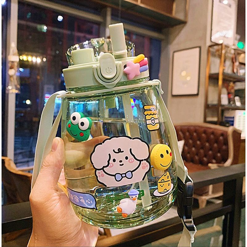 [⚜️RR⚜️] BOTOL MINUM VIRAL 2000ml 2L 2 LITER BOTOL MINUM 2L 2000ml 2 liter BOTOL VIRAL BOTOL MINUM KOREA BOTOL MINUM MOTIVASI BONUS STICKER LUCU-BM2 NON STIKER/HIJAU