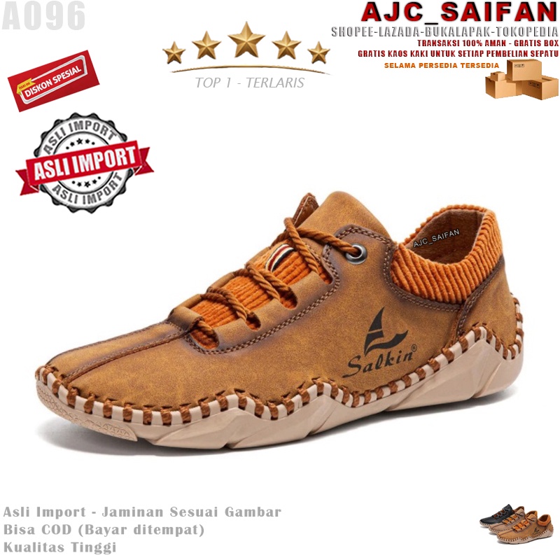 ⭐⭐⭐⭐⭐ Promo Sepatu Kulit Kasual Trendy Pria Wanita Formal Sport Sneakers Santai Original Asli Import A096