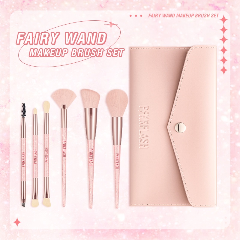 PINKFLASH  7PCS/Set Makeup Brush Set Fairy Wand Beauty Brush Pink Makeup Tool Multi-use Accessories