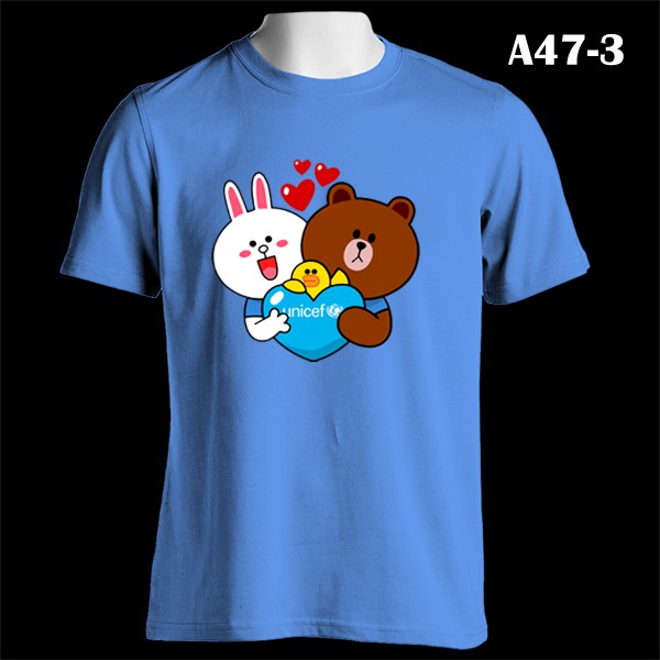 Line Friend Brown & Cony Support Unicef | Kaos Couple | A47-3 | Custom Shirt