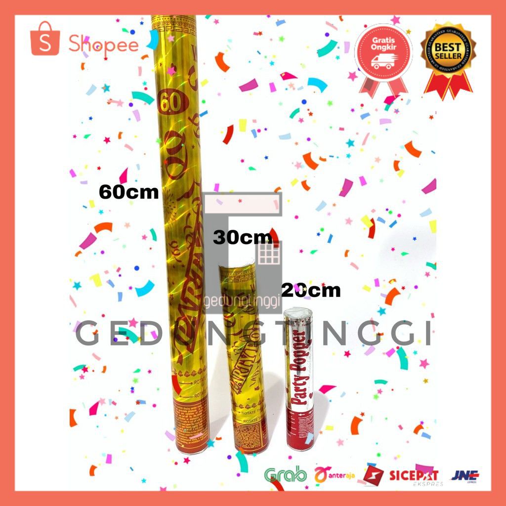 Confetti Sticker Party Popper Mini Besar Konfeti Confety Semburan Foil Kertas 20cm 30cm 60 Cm Murah