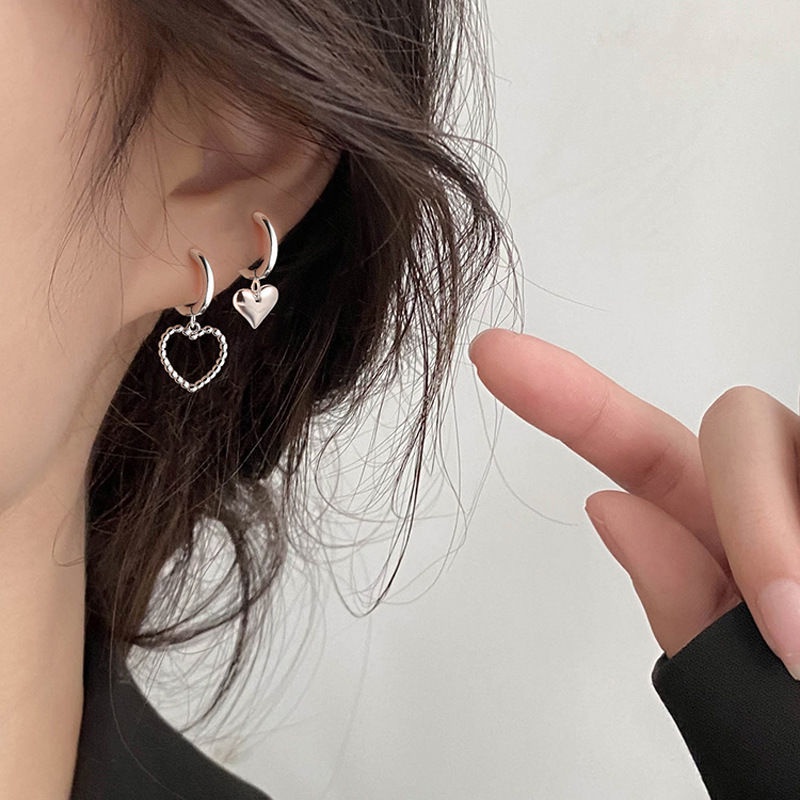 Hollow Asymmetric Love Earrings Accessories Korea Short Style Temperament Fashion