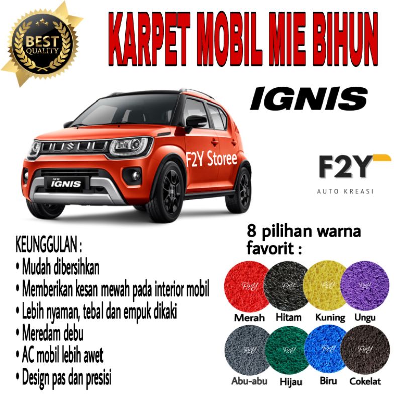 Karpet Mobil Mie Bihun SUZUKI IGNIS Full Set Bagasi