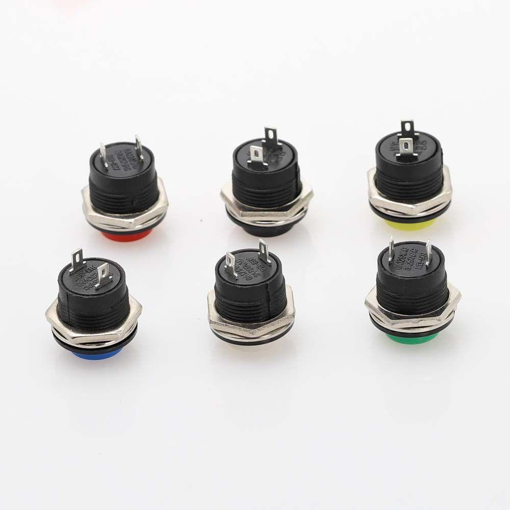 [Elegan] Putaran Tombol Tekan 16mm R13-507 Plastik Momentary Self Reset Momentary Push Button Switch Komponen Elektronik Kontak Listrik Saklar Power Button Switch