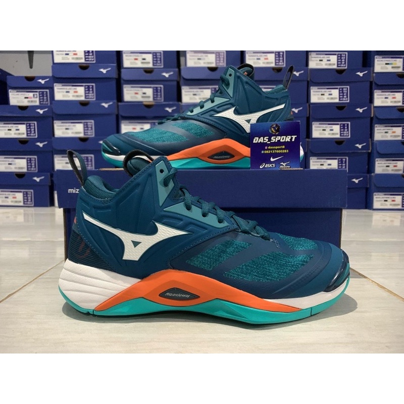 Mizuno Wave momentum 2 mid Original Legion blue / Sepatu voli