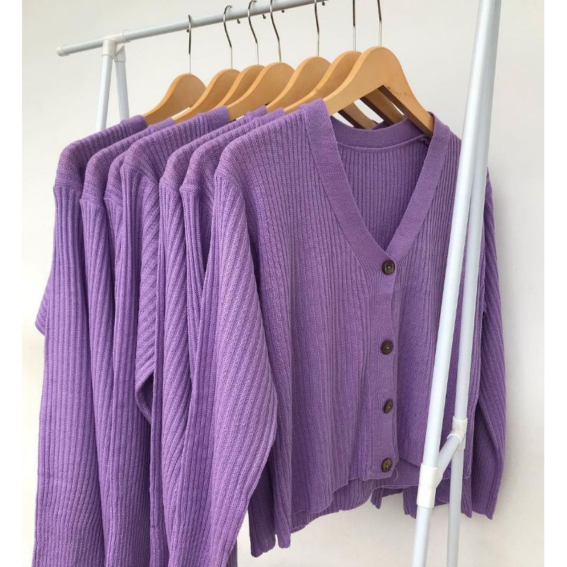 CARDI CROP  RAJUT  LILAC OUTER RAJUT  CARDIGAN  CROP  