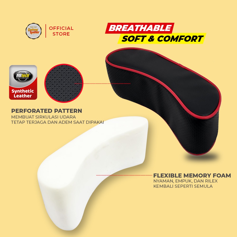 Bantal Mobil Compact Memory Foam Kulit MBTECH