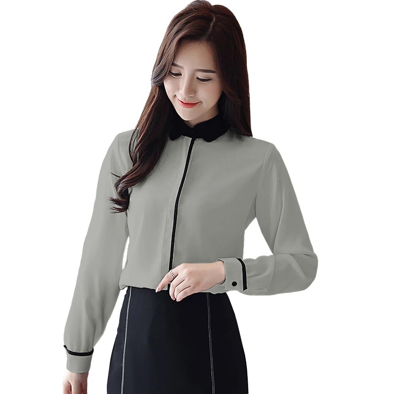 Kemeja Leher tinggi Gaya Korea Kombinasi warna model terbaru - XSHOP Sherina