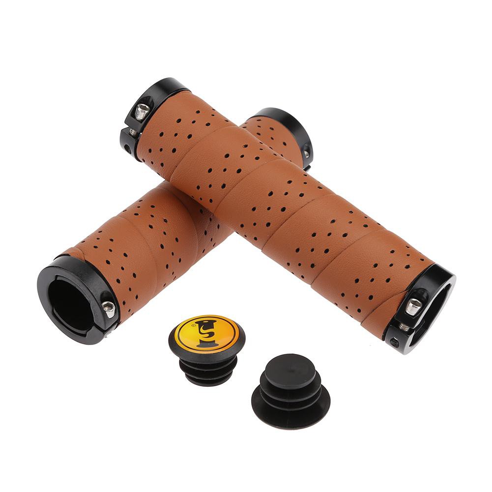 2pcs Vintage Bike Bicycle Leather Anti-skid Handlebar Cover Sleeve Grips