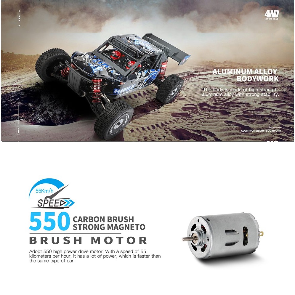 WL 124018 1/12 RC Car Buggy Metal Chassis 60km/h 2.4G 4WD Off Road-2