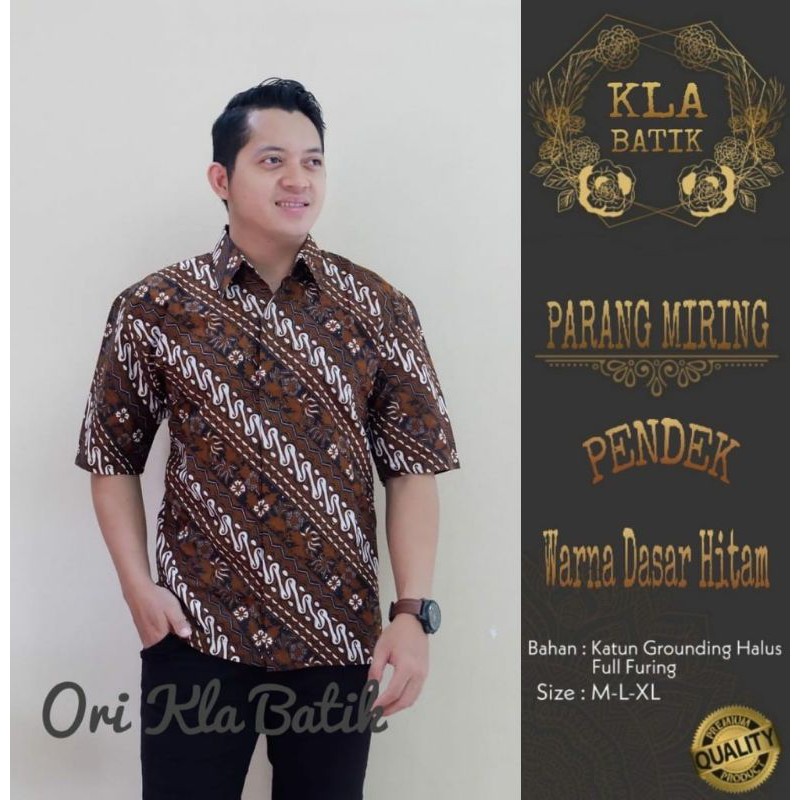 Hem Batik Terbaru Batik Lengan Pendek Lapis Furing Kemeja Batik Pendek MIRING Batik Warna Coklat