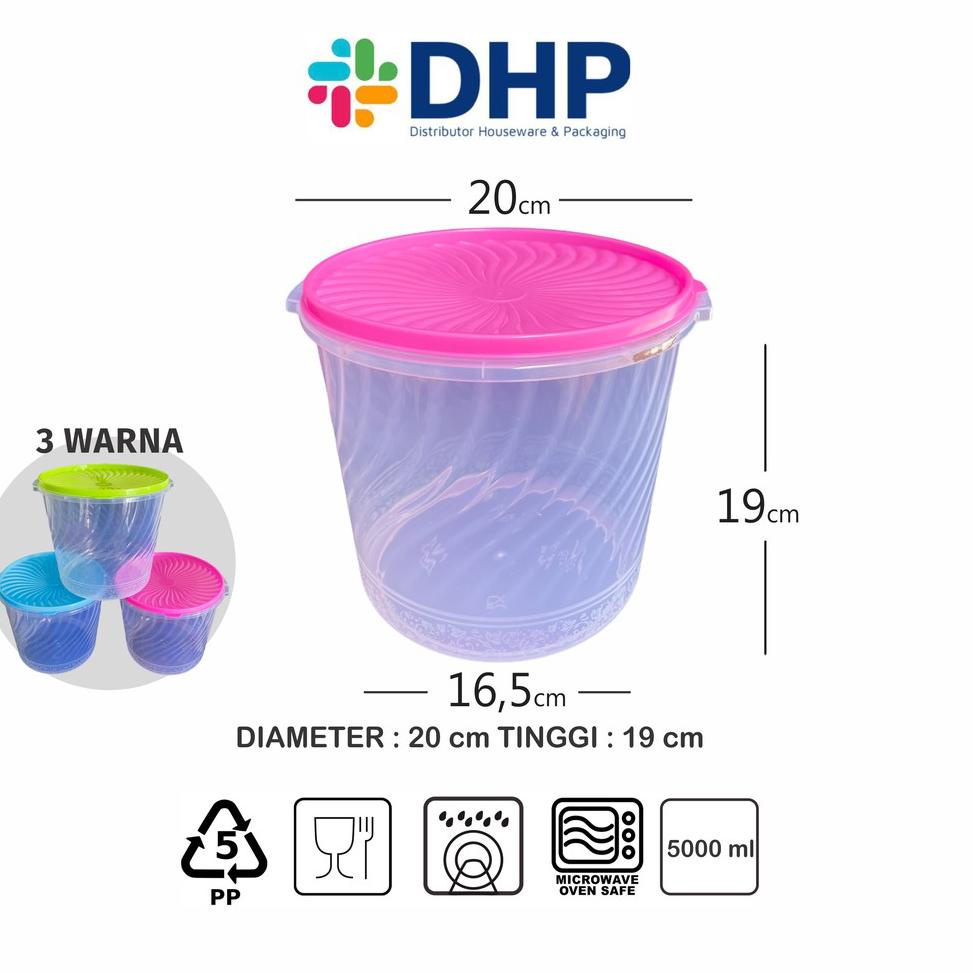 Seller⁂ Toples Sealware 5 Liter (D=20cm) Plastik Besar Tempat Kerupuk Peyek Bulat 60 ➶
