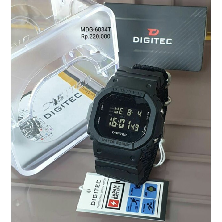 JAM TANGAN PRIA DIGITEC 6034 / DG 6034 original tali kanvas