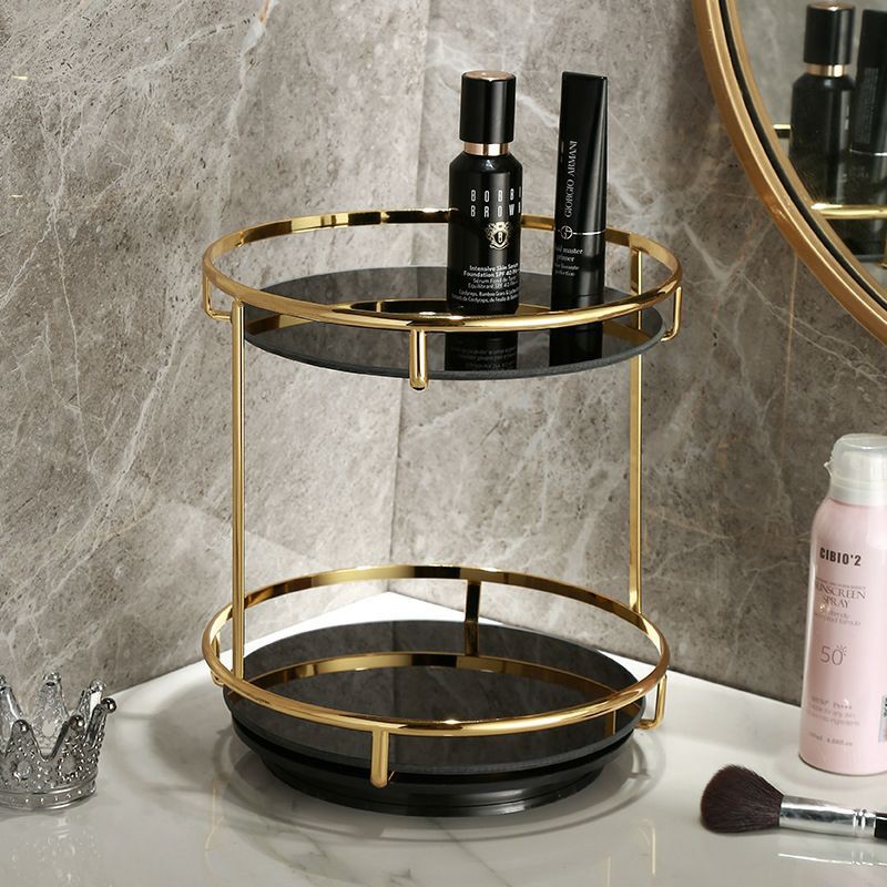 ( GARANSI PECAH )Rotating marble vanity tier/ Kotak Penyimpanan kosmetik / Rak putar 360 / rak toile