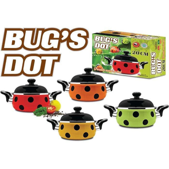 Panci Stainless Kukusan Dandang  Cm  UF726 Panci Maspion + Tutup 22 Cm Enamel Polkadot Bug'S Dot