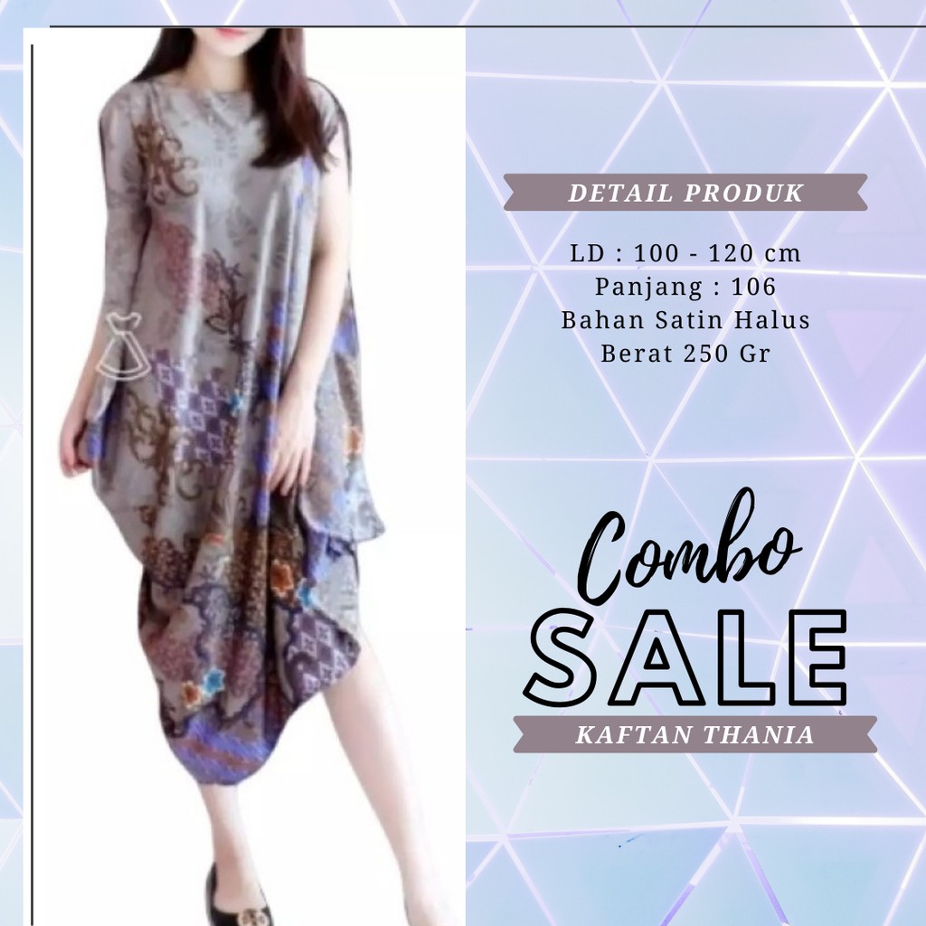 Baju Pesta Cewek/Dress Kondangan Batik Kaftan Perempuan Modern Thania Murah Motif Simpel Remaja L9N2