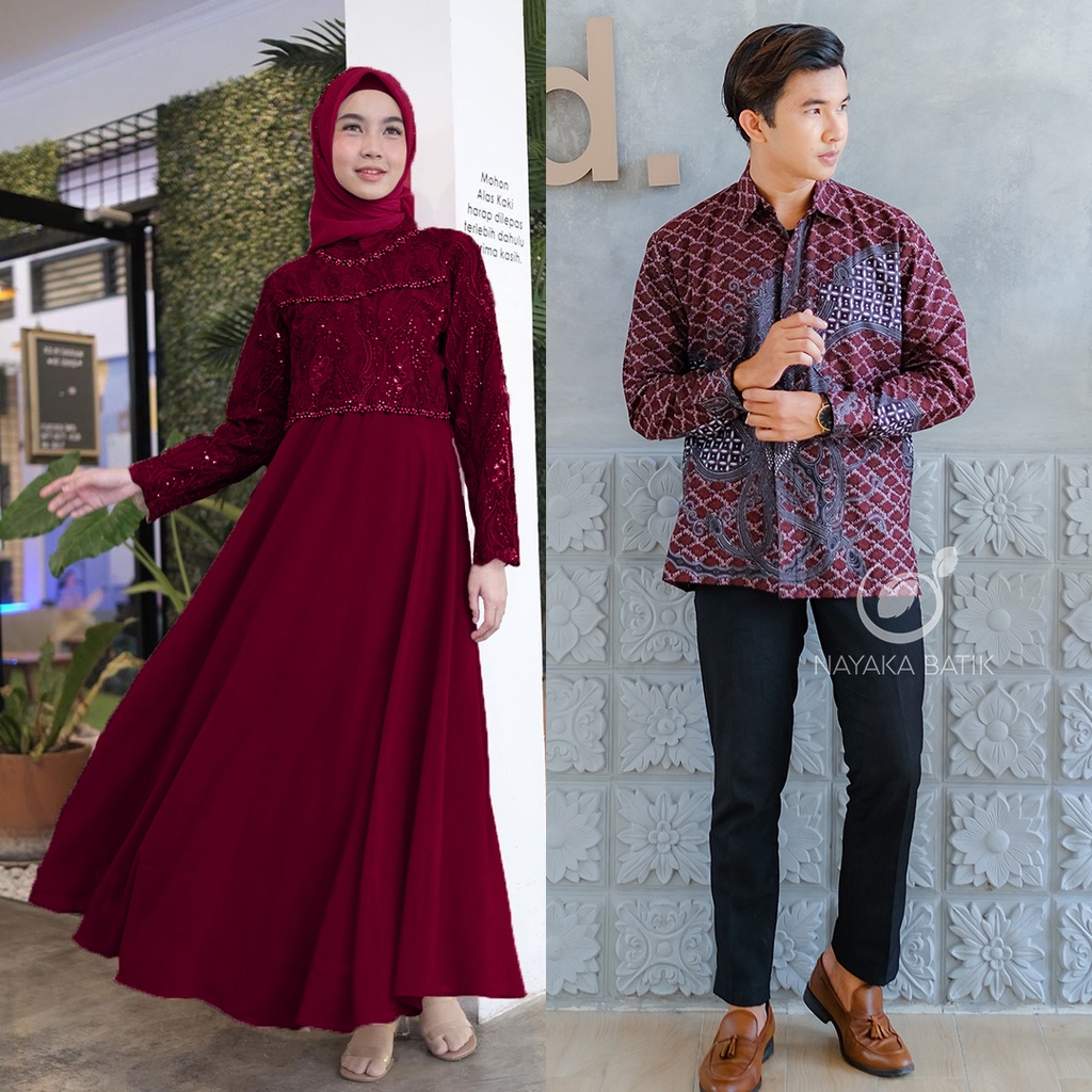 [BISA COD] COUPLE GAMIS BRUKAT TULLE LILIANA MAXI | LONG DRESS BROKAT COUPLE GAMIS LEBARAN | GAMIS REMAJA TERBARU | COUPLE DRESS KONDANGAN TUNANGAN WISUDA | SARIMBIT BATIK COUPLE MUSLIMAH