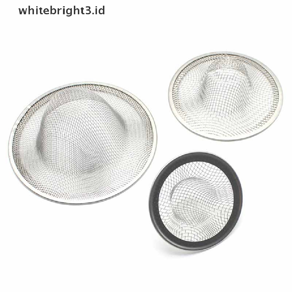 (whitebright3.id) 3pcs / Set Saringan Wastafel Bentuk Bulat Bahan Stainless Steel Untuk Dapur / Kamar Mandi