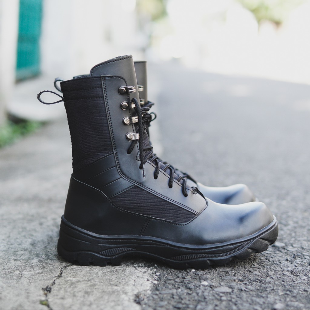 Sepatu Safety Ujung Besi Black Force Proyek Kerja Lapangan Tracking Touring Terbaru Sepatu pdl ninja shinobi hitam cordura anti air ujung plat besi sleting samping