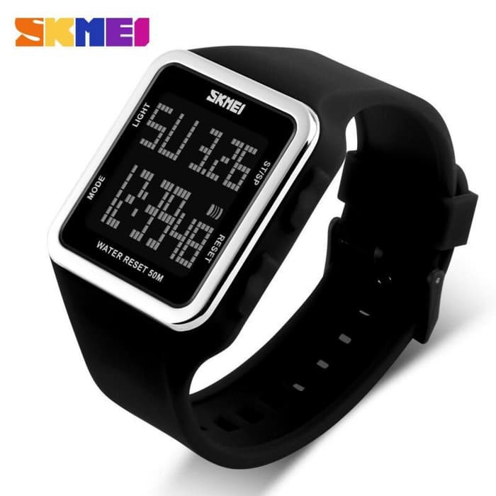 Jam Tangan Pria Rantai Cowok Original Skmei Gold Silver Keren Awet - Hitam