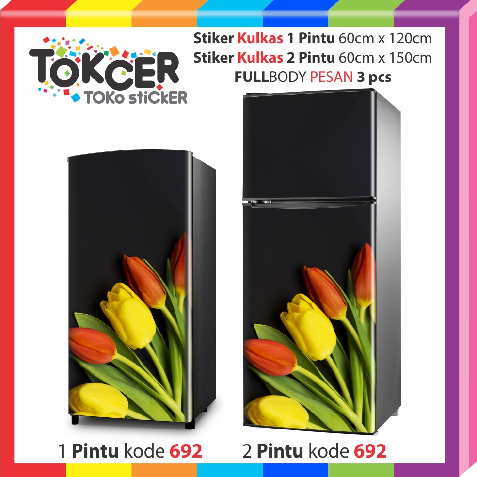 STIKER Kulkas 1 Pintu atau 2 Pintu STANDAR Bunga TULIP WARNA