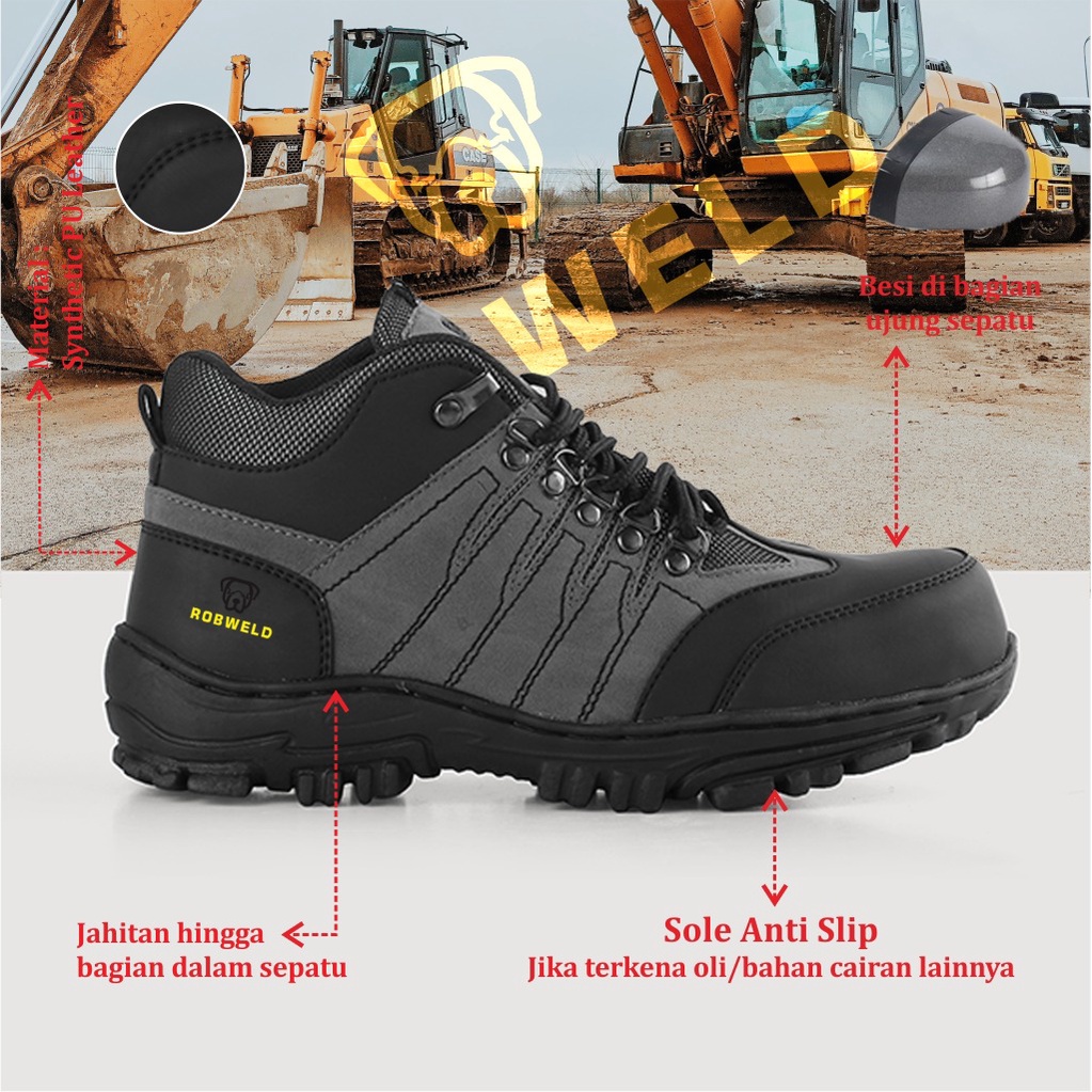 Sepatu Safety Pria Ujung Besi Kerja Lapangan, Sepatu Pria Safety Boots, Sepatu Septi, Sepatu Septi Terbaru, Safety Shoes Adventure BISA COD BAYAR DI TEMPAT-Robweld Original