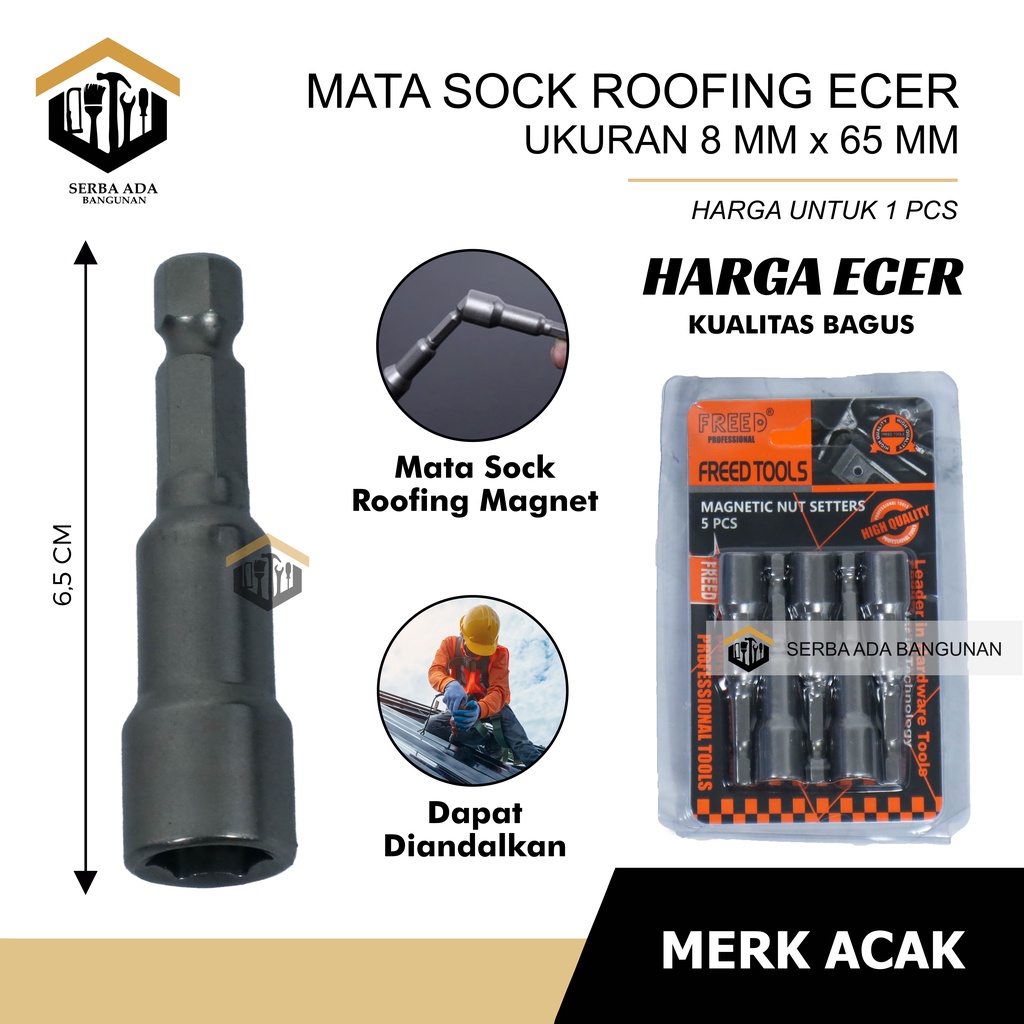 MATA OBENG SOCK ROOFING BAJA RINGAN 8 X 42 MM - 8 X 48 MM - 8 X 65 MM KUNCI DRILLING NUT SETTER KUAT