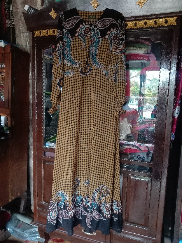 Sch_gamis Ceruty Babydoll Motif Batik/gamis Terbaru/gamis Premium