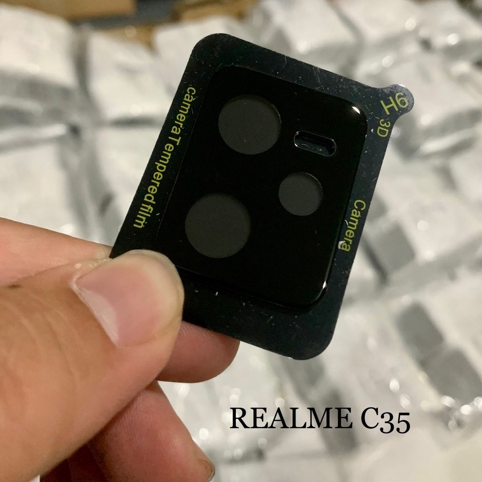 Tempered Glas Camera Realme C35 anti gores kaca pengaman camera Ful Frem Hitam For Realme C35