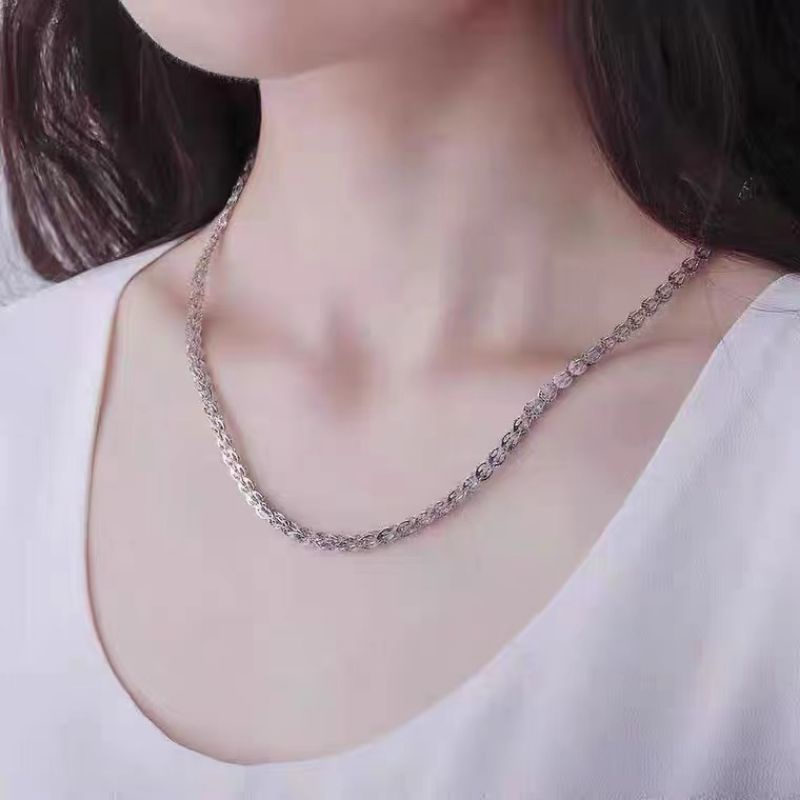 Kalung titanium rantai polos perhiasan fashion 904 373