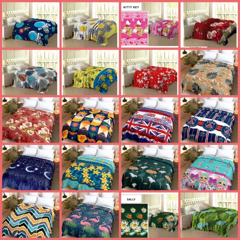 Selimut Lady Rose Bulu Lembut Tebal Halus Ukuran 160x200 - Motif Astro Minion LOL Dance London PSG S