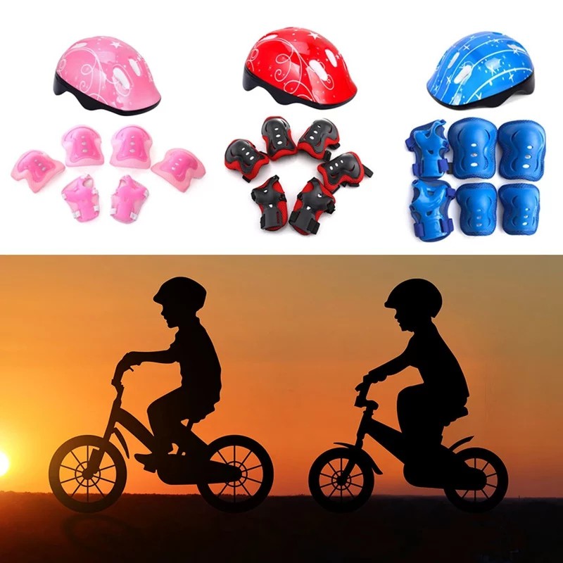 1 Set Helm Pelindung Anak Deker Sepeda Skuter Sepatu Roda Anak 3 Warna Plastik Solid