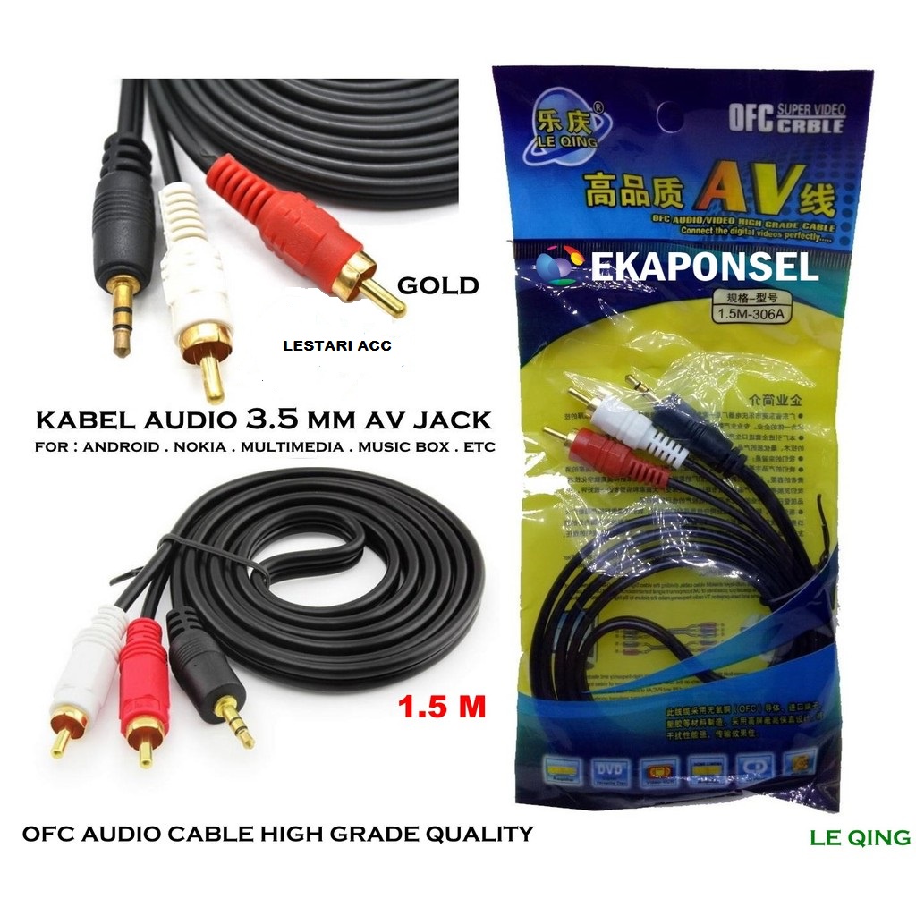 KABEL AUX 2 IN 1 - KABEL JACK AUDIO 2 KE 1 - KABEL AUX AUDIO 2IN1 PANJANG 1.5M