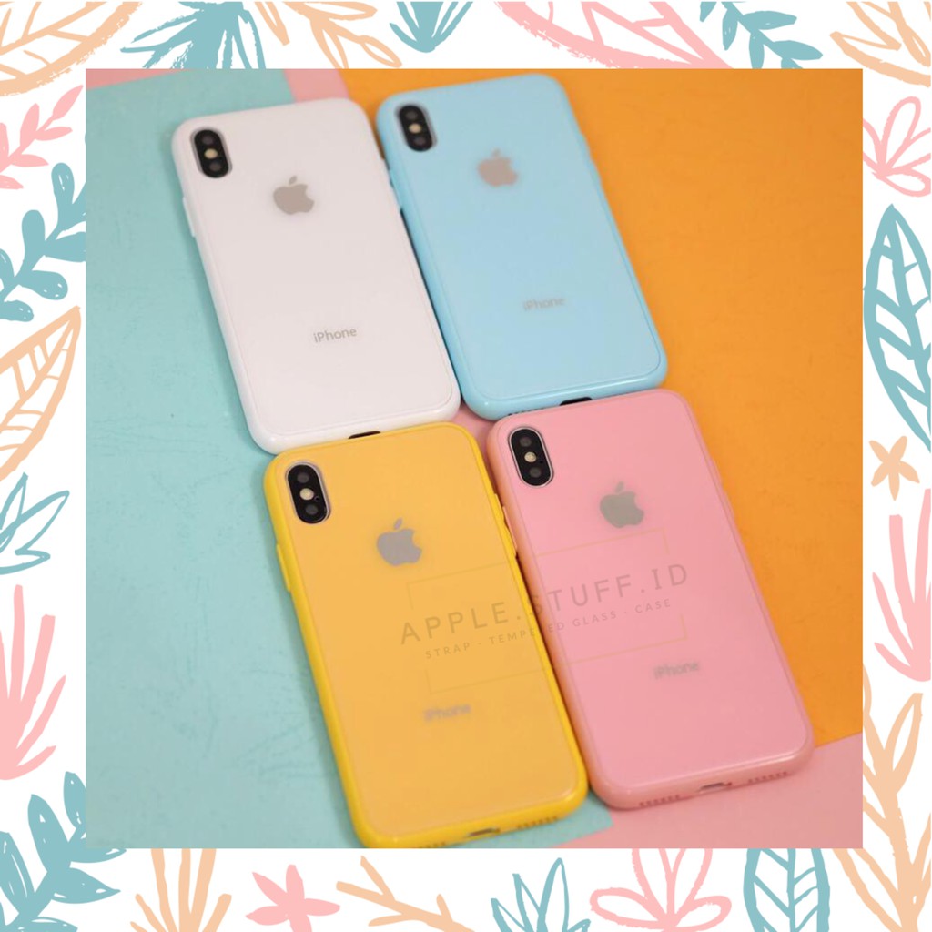 PASTEL GLASS CASE For - Iphone 6 6s 6+ 6s+ 7 7+ 8 8+ X XS XS Max XR